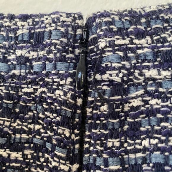 Ann Taylor Skirt Suit Tweed Blue & White Fringe Detail A-Line Skirt Women's 14 - Picture 7 of 13